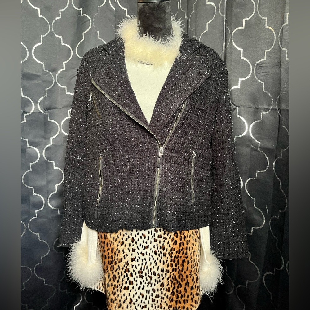 Elegant Black Tweed Jacket over stylish cute outfit